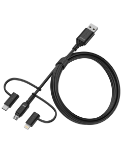 Cable Otterbox 3 en 1 USB-A-Micro/Lightning/USB-C noir