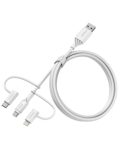 Cable Otterbox 3 en 1 USB-A-Micro/Lightning/USB-C blanc